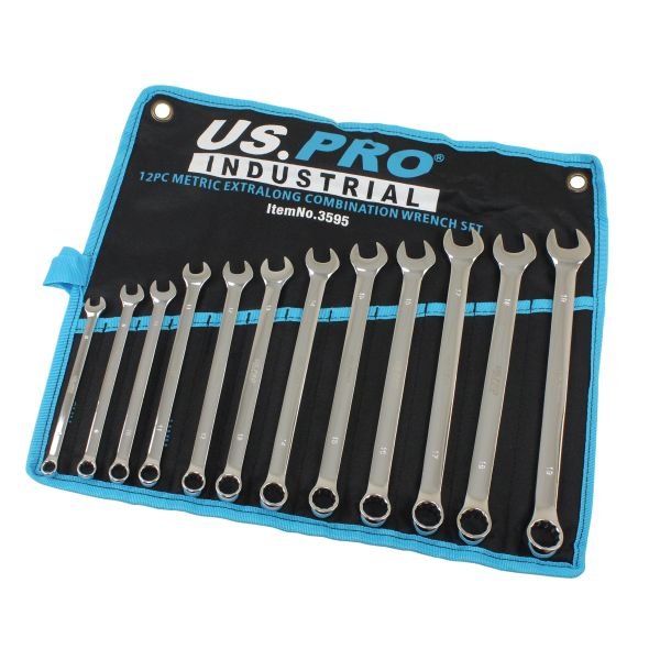12PC METRIC EXTRA LONG COMBINATION WRENCH SET 8-19MM
