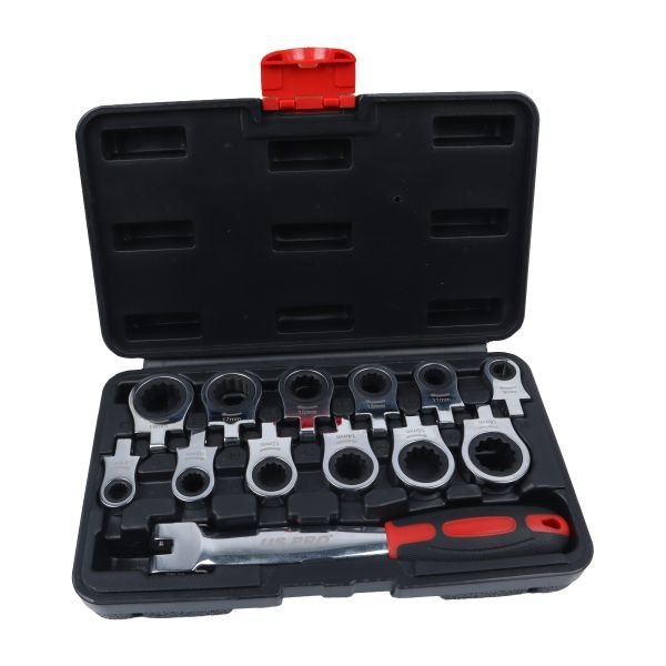 13PC GEAR RATCHET WRENCH SET - INTERCHANGEABLE FLEXI HEADS